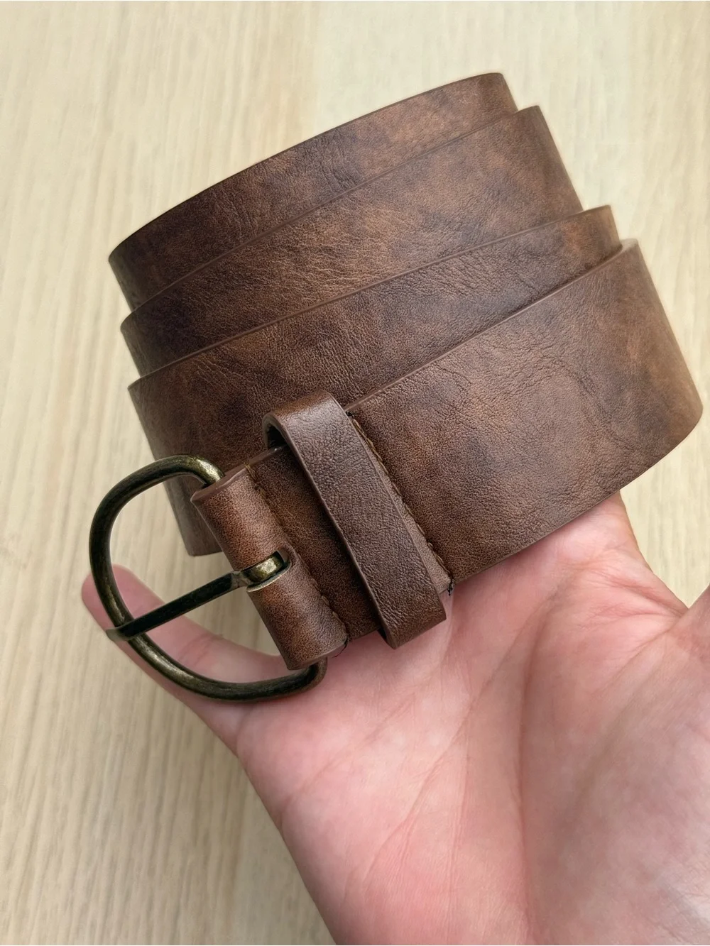 Unbranded Women’s Pleather Belt Brown Boho Bohemian Faux Leather GUC Size 16W
